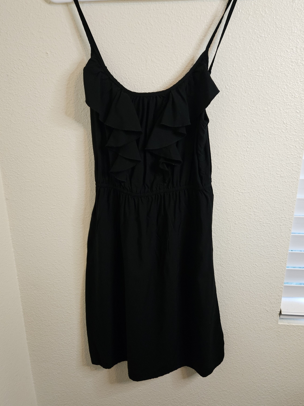 Old Navy Black Ruffle Midi Dress with Spaghetti Straps
